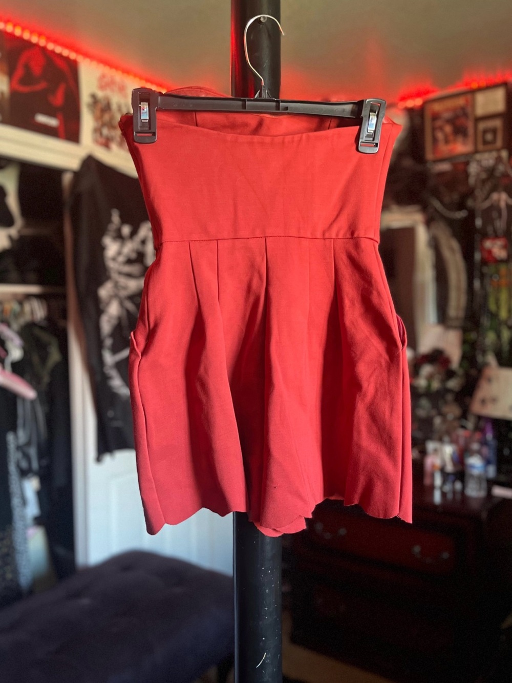 Red Strapless Romper - Picture 5 of 6